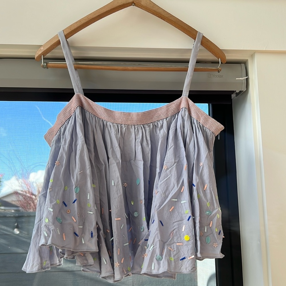 Super fun, confetti cropped pleated camisole tank